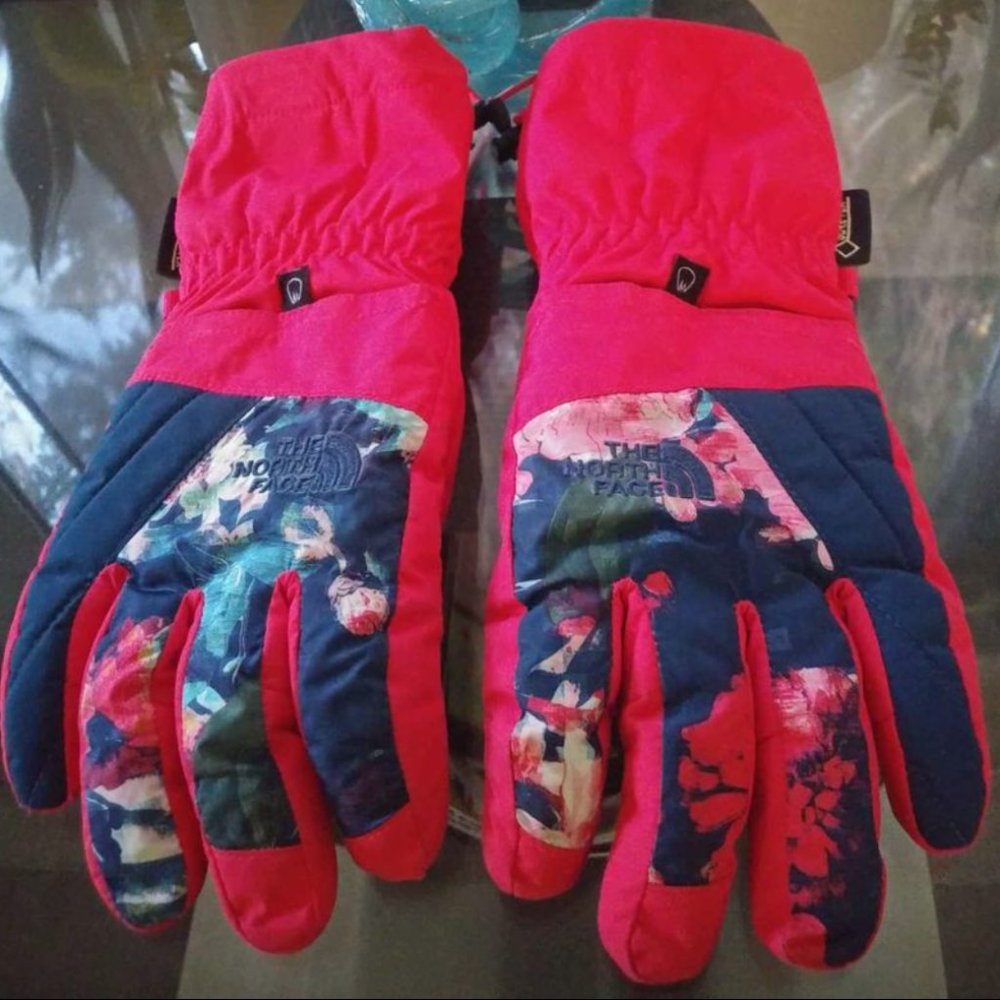 The Northface Youth/Junior Pink Floral Gloves XS adult/ Youth Large.